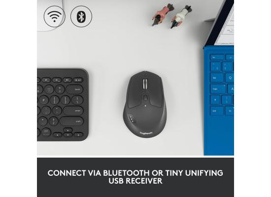 Logitech M720 Triathlon Wireless Mouse, Bluetooth, USB Unifying Receiver