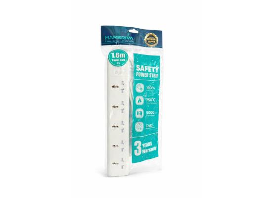 MARSRIVA Safety Power Strip 1.6m EU – 5xSockets Power - LC-PS501-EU