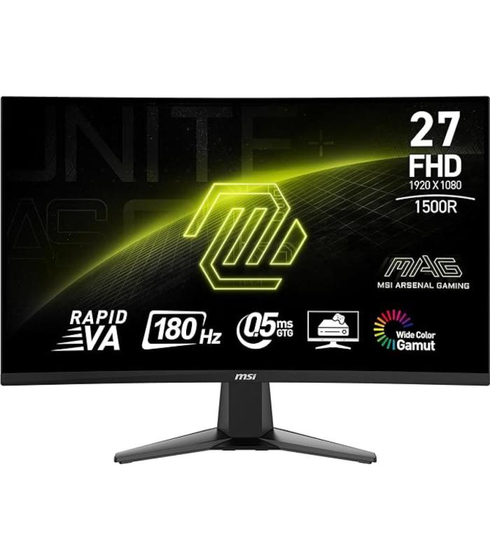 MSI Gaming Monitor MAG27C6F 27-inch  (FHD), Curve  Rapid VA, 180Hz, 0.5ms, AI Vision with Eye care | Three Years Warranty