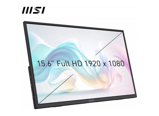MSI PRO MP165 E6 - Portable Monitor - 15.6-Inch FHD , IPS, 60Hz, 4ms - Eye care - Built-in speaker/mic - HDMI 2.0b, USB C (15WPD) -  Vesa Mount, Black