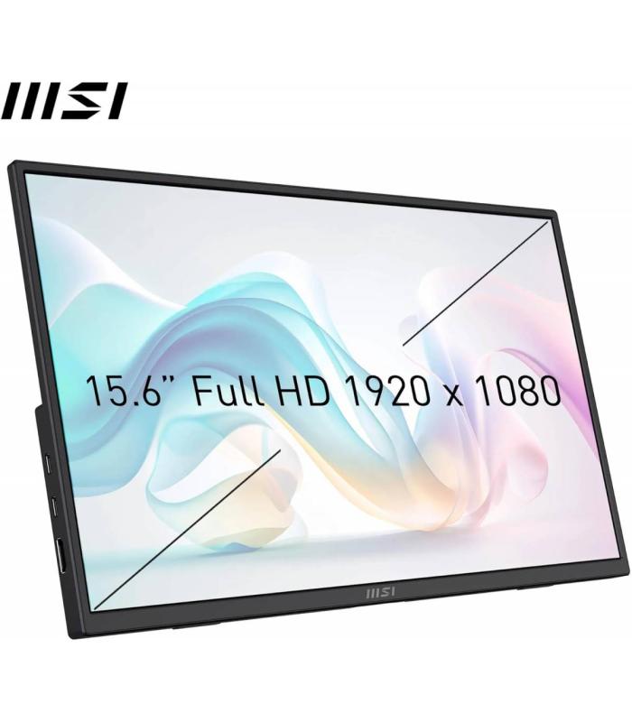 MSI PRO MP165 E6 - Portable Monitor - 15.6-Inch FHD , IPS, 60Hz, 4ms - Eye care - Built-in speaker/mic - HDMI 2.0b, USB C (15WPD) -  Vesa Mount, Black