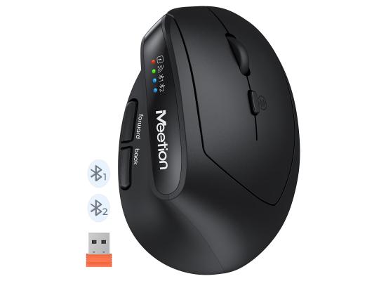 MeeTion BTM008 Ergonomic Vertical Wireless Mouse - Bluetooth + 2.4GHz, 2400 DPI (Dual Mode)