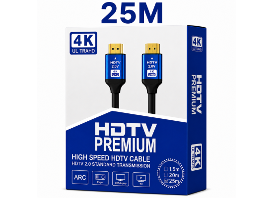 HDMI 2.0 Premium High-Speed 4K UHD Cable 25M with ARC Support | Long Distance HDMI Cable