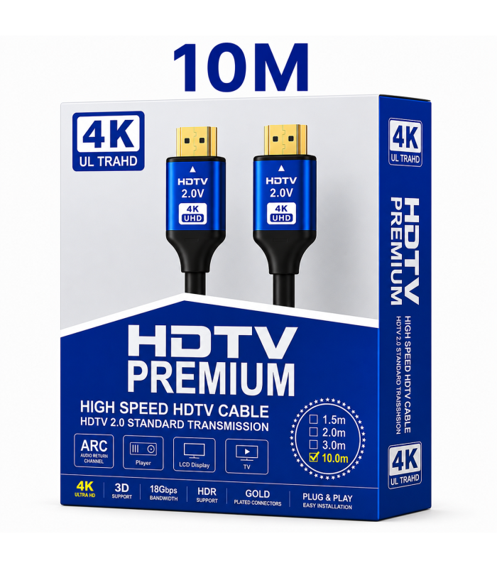 HDMI 2.0 Premium High-Speed 4K UHD Cable 10M with ARC Support | 10 Meter HDMI Cable HDMI 2.0 Premium High-Speed 4K UHD Cable 10M with ARC Support | 10 Meter HDMI Cable