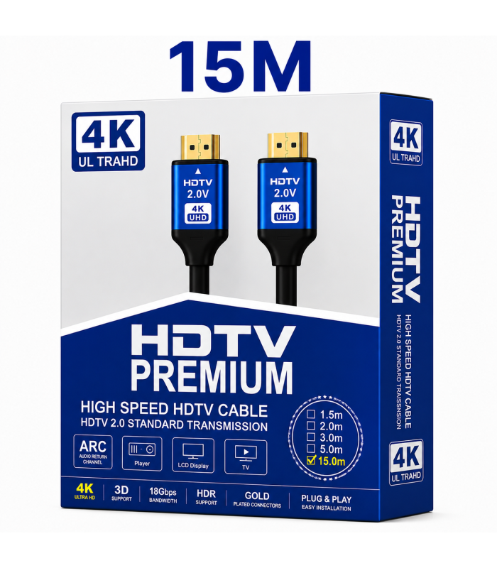 HDMI 2.0 Premium High-Speed 4K UHD Cable 15M with ARC Support | 15 Meter HDMI Cable HDMI 2.0 Premium High-Speed 4K UHD Cable 15M with ARC Support | 15 Meter HDMI Cable