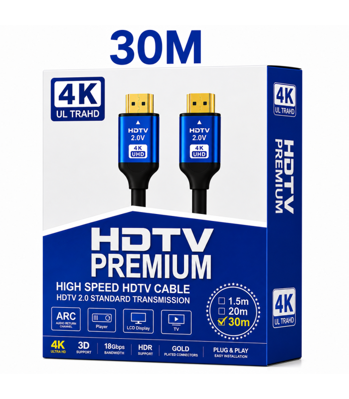HDMI 2.0 Premium High-Speed 4K UHD Cable 30M with ARC Support | Long Distance HDMI Cable HDMI 2.0 Premium High-Speed 4K UHD Cable 30M with ARC Support | Long Distance HDMI Cable
