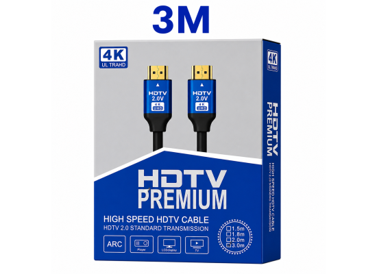 HDMI 2.0 Premium High-Speed 4K UHD Cable 3M with ARC Support | HDMI Cable