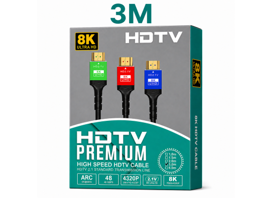 remium HDMI 2.1 Cable 3M 8K Ultra HD High Speed