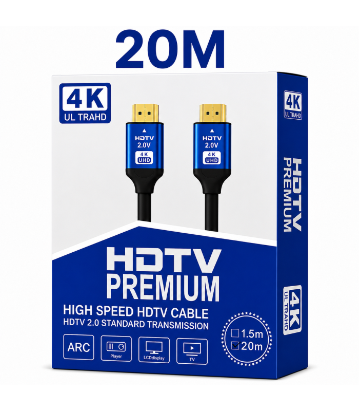 HDMI 2.0 Premium High-Speed 4K UHD Cable 20M with ARC Support | Long Distance HDMI Cable HDMI 2.0 Premium High-Speed 4K UHD Cable 20M with ARC Support | Long Distance HDMI Cable
