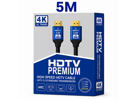 HDMI 2.0 Premium High-Speed 4K UHD Cable 5M with ARC Support | 5 Meter HDMI Cable