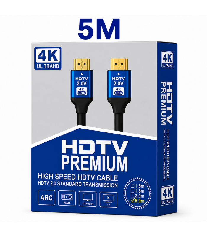 HDMI 2.0 Premium High-Speed 4K UHD Cable 5M with ARC Support | 5 Meter HDMI Cable
