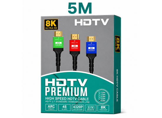 Premium HDMI 2.1 Cable 5M 8K Ultra HD High Speed