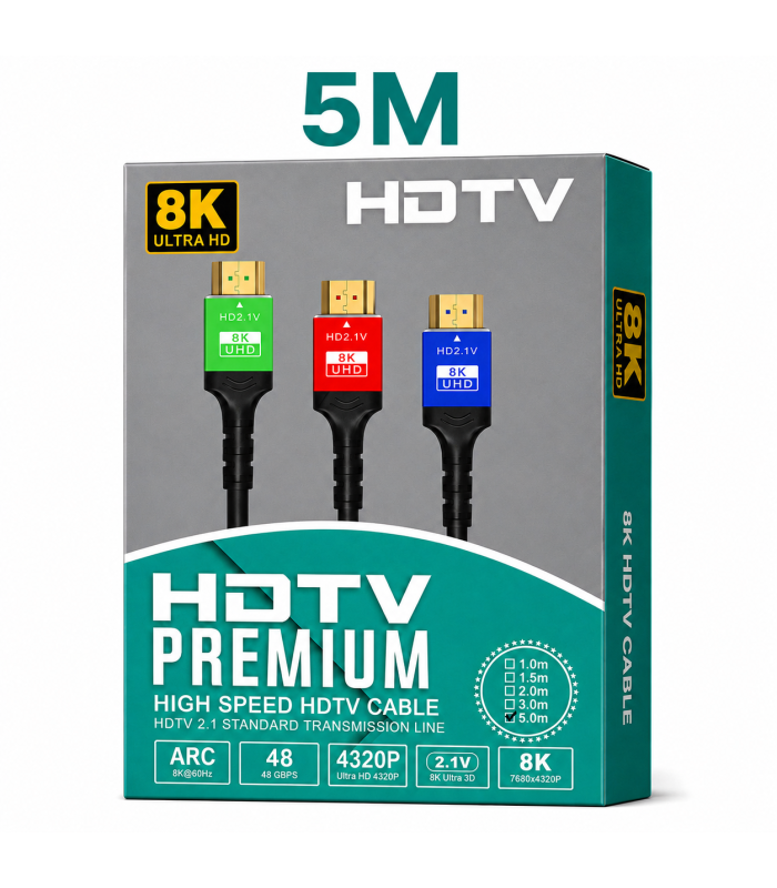 Premium HDMI 2.1 Cable 5M 8K Ultra HD High Speed