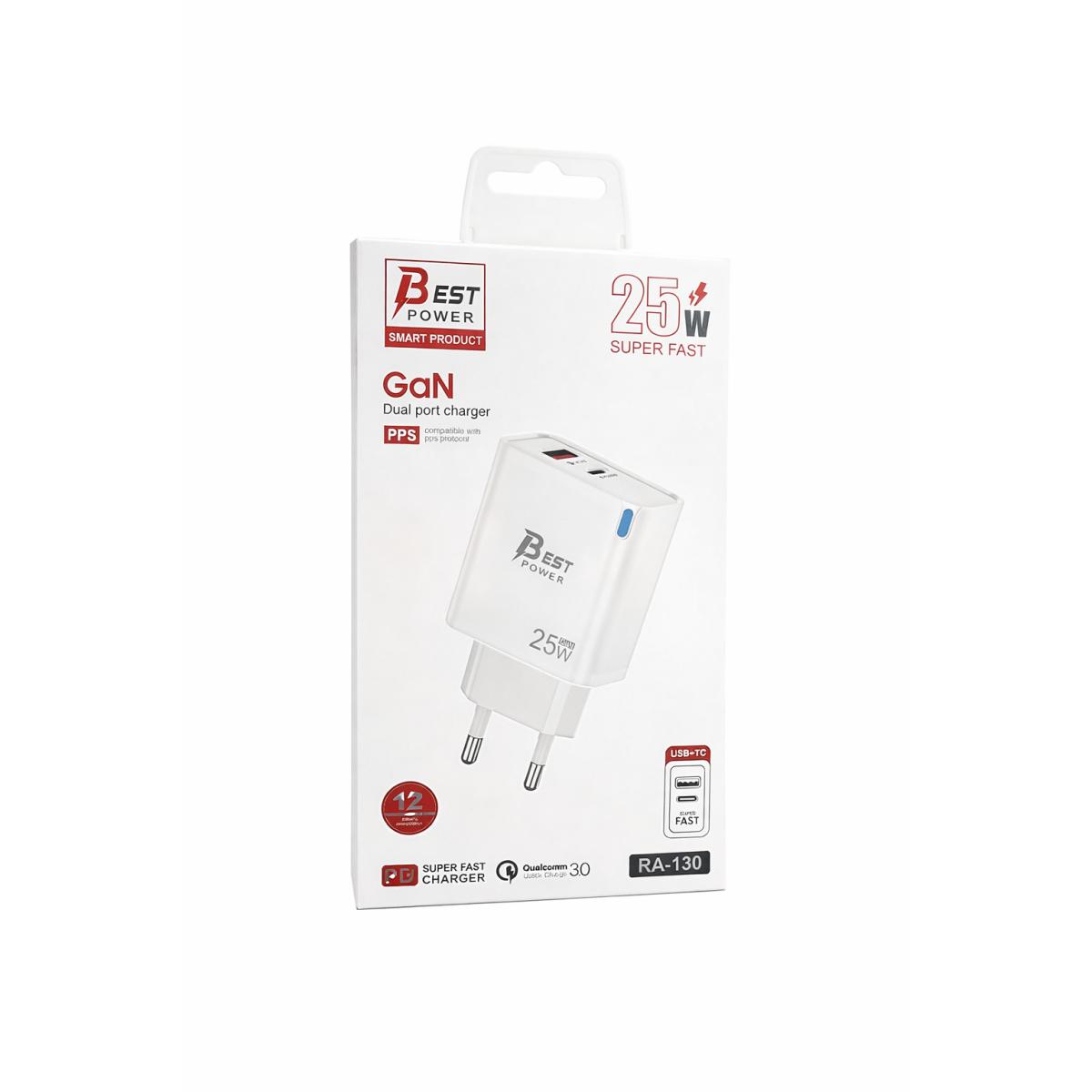 Best Power RA-130 - Dual Port Charger 25W - PPS Protocol - Type-C and A - QC3.0 product thumbnail 2