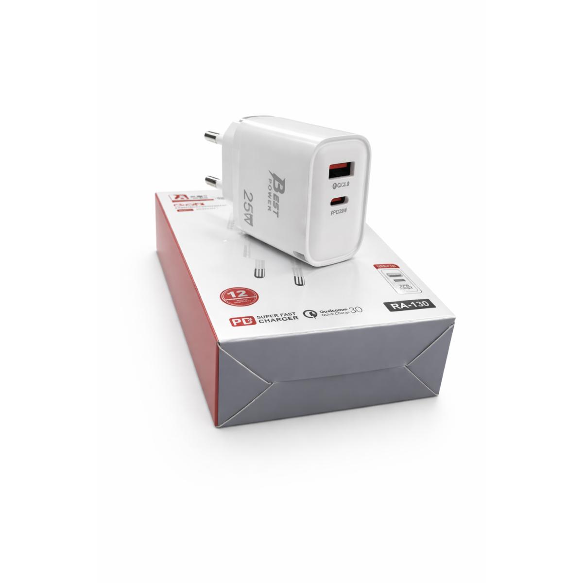 Best Power RA-130 - Dual Port Charger 25W - PPS Protocol - Type-C and A - QC3.0