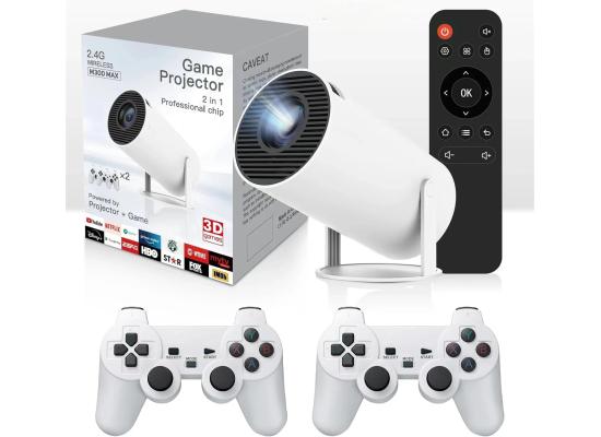M300 Max Game Projector with 2 Wireless Controllers – Android Smart Projector & Retro Gaming Console