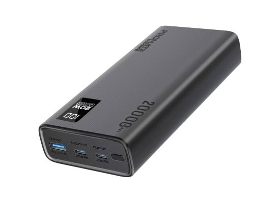 Promate Bolt-20PD 20000mAh Power Bank 20W USB-C PD QC 3.0 LCD Display Black