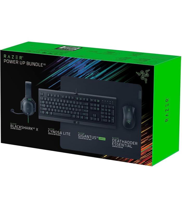 RAZER Power Up Bundle V2 - US Layout (Cynosa Lite Gaming Keyboard, Gigantus V2 Large Gaming Mpuse Pad, DeathAdder Essential Gaming Mouse, BlackShark V2 X Gaming Headset)