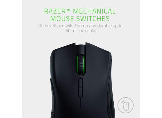 Razer Mamba Wireless Gaming Mouse: 16K DPI Optical Sensor - Chroma RGB Lighting - 7 Programmable Buttons - Mechanical Switches - Up to 50 Hr Battery Life