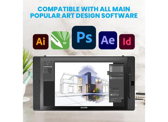 SereneLife Graphic Tablet with Passive Pen - 15.6" Full-Laminated Technology Art Monitor