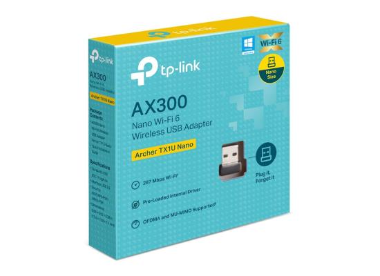 TP-Link Archer TX1U Nano AX300 Wi-Fi 6 USB Adapter - Up to 287Mbps, MU-MIMO, Access Point Mode, Plug and Play, Compact Nano Design