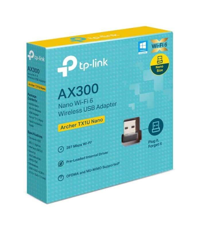 TP-Link Archer TX1U Nano AX300 Wi-Fi 6 USB Adapter - Up to 287Mbps, MU-MIMO, Access Point Mode, Plug and Play, Compact Nano Design