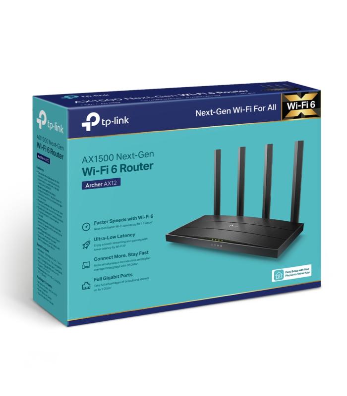TP-Link Archer AX12 AX1500 Wi-Fi 6 Router - Dual Band, 1.5Gbps, OFDMA, MU-MIMO, Gigabit Ports, EasyMes