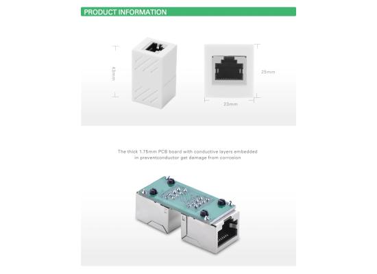 UGREEN NW114 RJ45 Ethernet Network Coupler Female to Female - Cat7 - 10Gbps - White