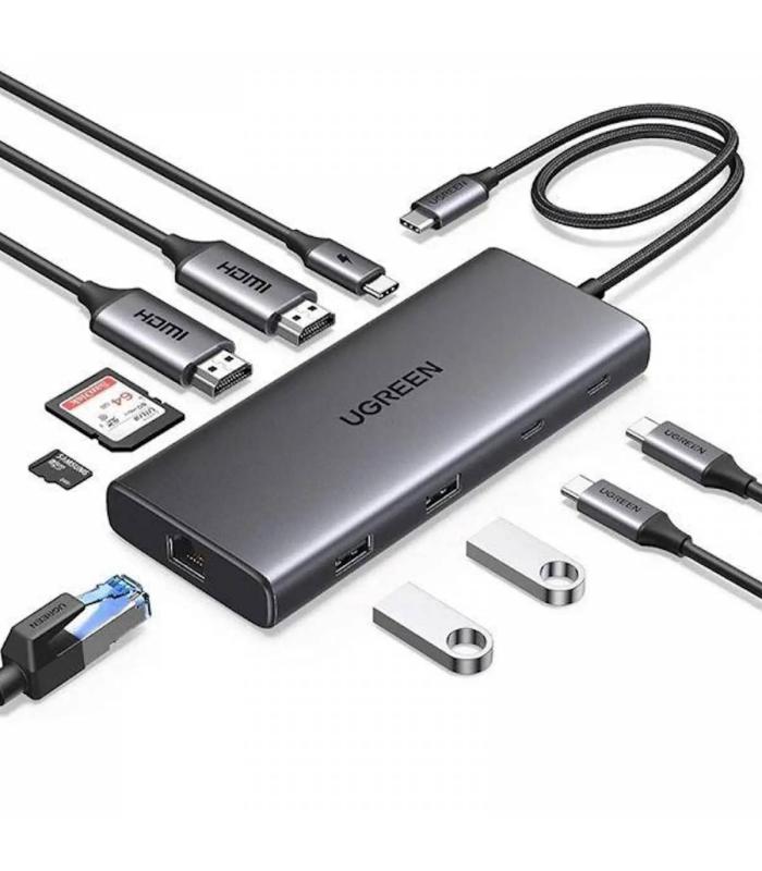 UGREEN Revodok Pro 210 CM639-453800 10-in-1 USB-C Docking Station Dual 4K@60Hz HDMI, 100W PD, Gigabit Ethernet