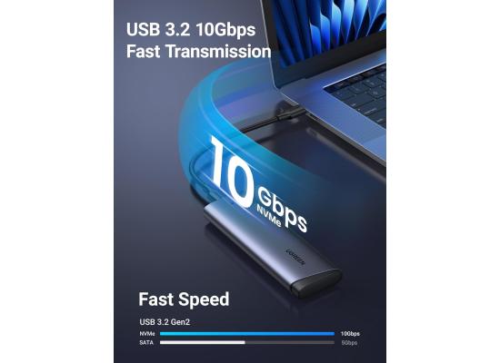 UGREEN M.2 NVMe SSD Enclosure 10Gbps USB 3.2 Gen 2 (10 Gbps) to NVME M-Key(B+M) Key Solid State Drive External Enclosure