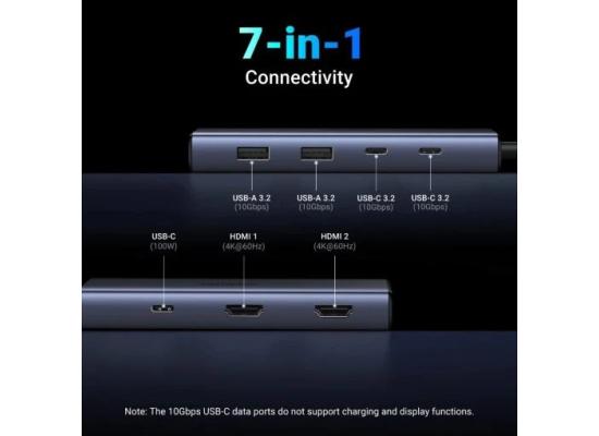 UGREEN 7-in-1 USB-C Hub with Dual HDMI CM498 45379 | 4K Display & 100W PD