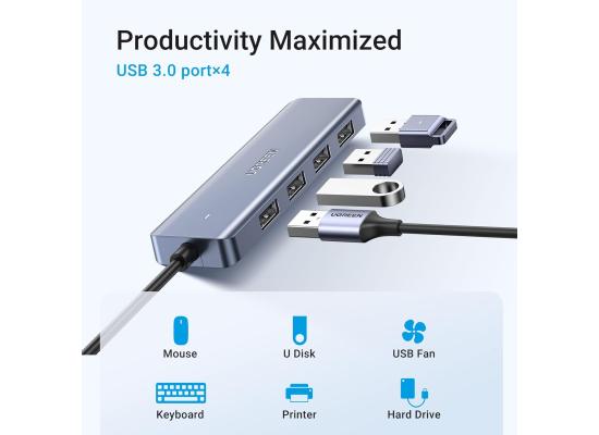 UGREEN USB C to USB A Hub with 4 USB 3.0 for Laptop, MacBook, iPad Pro, Chromebook, Dell XPS, Galaxy S23 (CM219-70336)