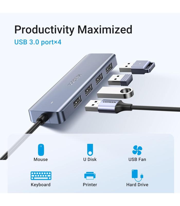 UGREEN USB C to USB A Hub with 4 USB 3.0 for Laptop, MacBook, iPad Pro, Chromebook, Dell XPS, Galaxy S23 (CM219-70336)