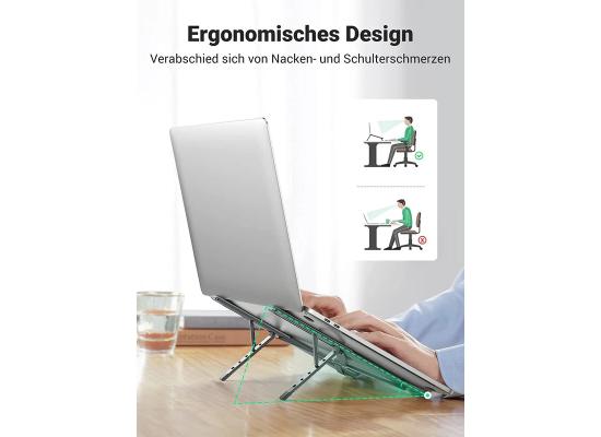 UGREEN 40289 Adjustable Laptop Stand Aluminum Compact and Foldable Holder-Silver