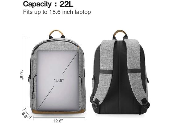 tomtoc Classic Laptop College Daypack Backpack, Water-resistant with 15.6 Inch Laptop Compartment, Anti-theft Pocket and USB Charging Port | 22L